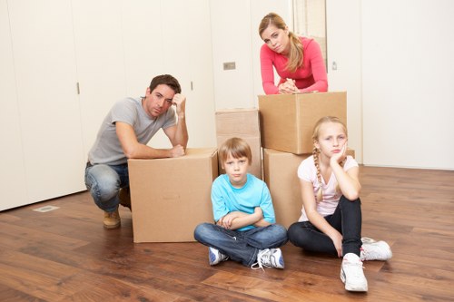 Packed boxes and furniture prepared for a small removal job