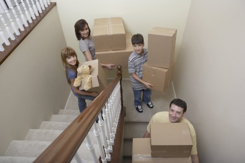Packing supplies and labelled boxes for office removals